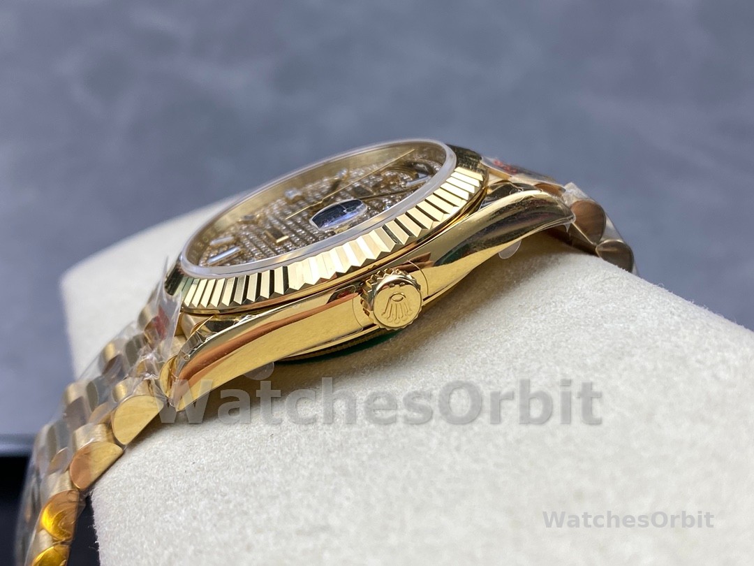 Rolex Day Date 40 Yellow Gold Pave Diamond Dial M228238 0054 Men's Watch