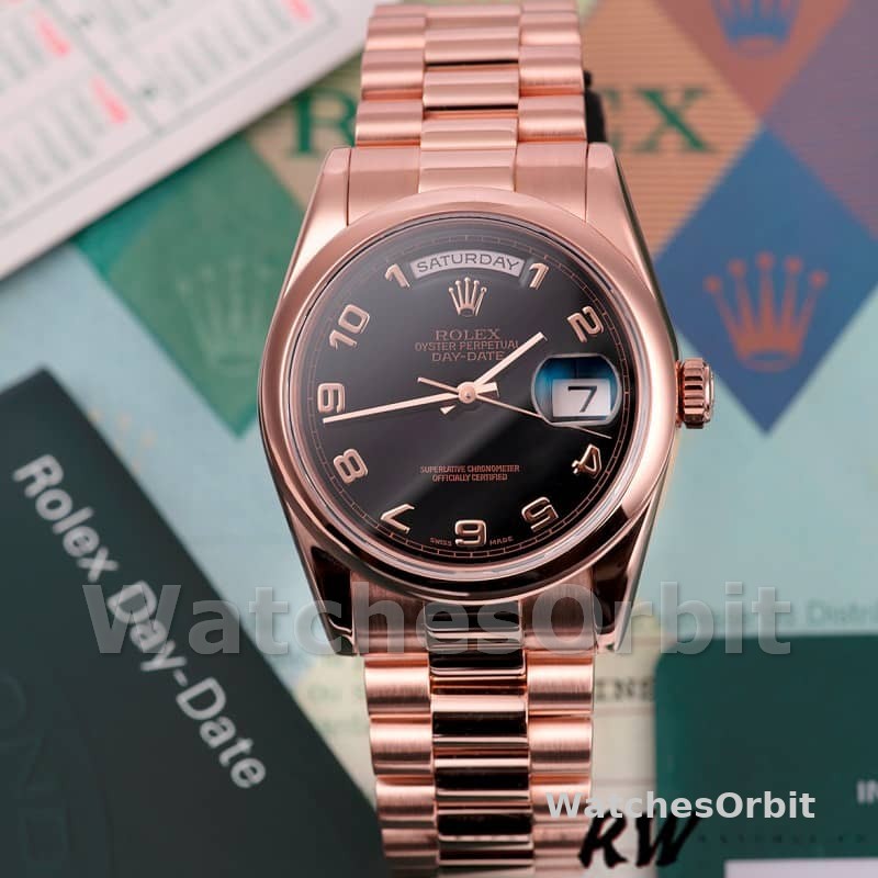 Rolex Day-Date 118205 Black Arabic Dial 36mm Unisex Replica Watch