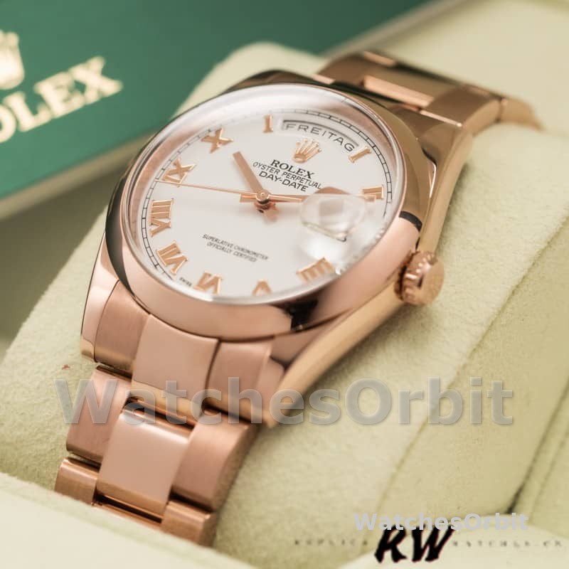 Rolex Day-Date 118205 White Roman Numeral Dial 36mm Unisex Replica Watch