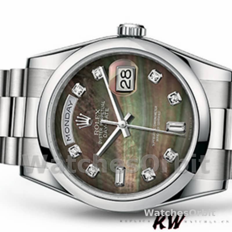 Rolex Day Date 118206 Mother of Pearl Black Dial 36mm Unisex Replica Watch