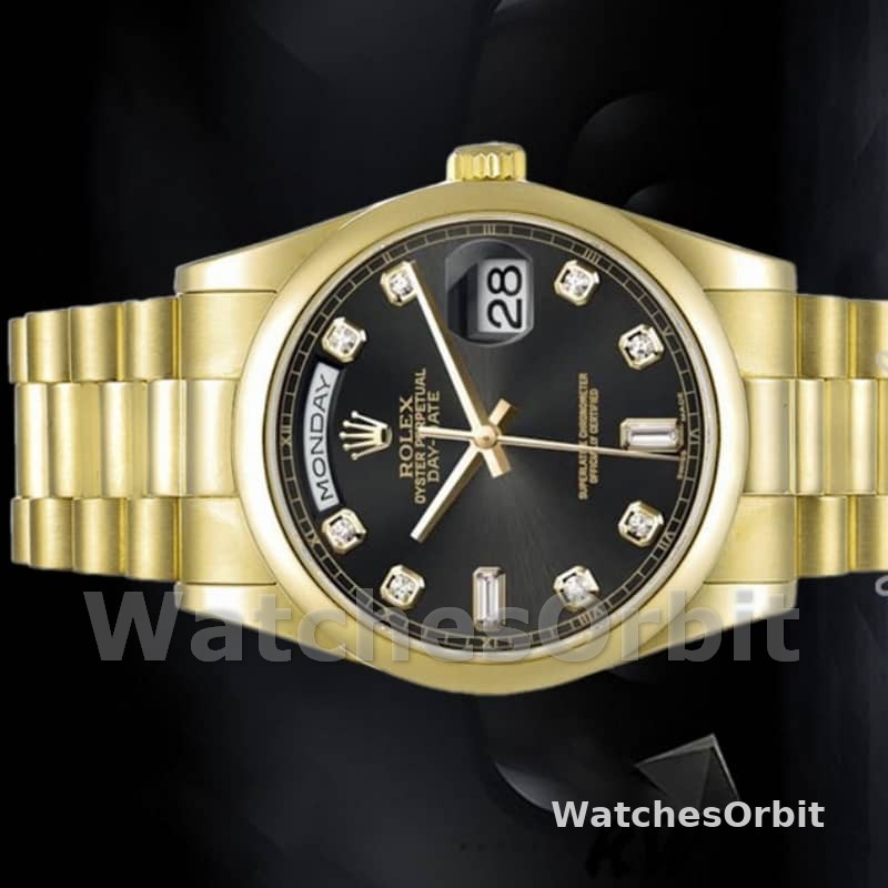 Rolex Day-Date 118208 Black Diamond Dial 36mm Unisex Replica Watch