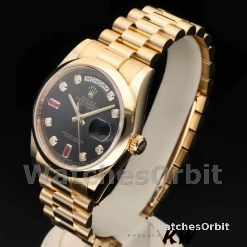 Rolex Day-Date 118208 Black Diamond Dial 36mm Unisex Replica Watch