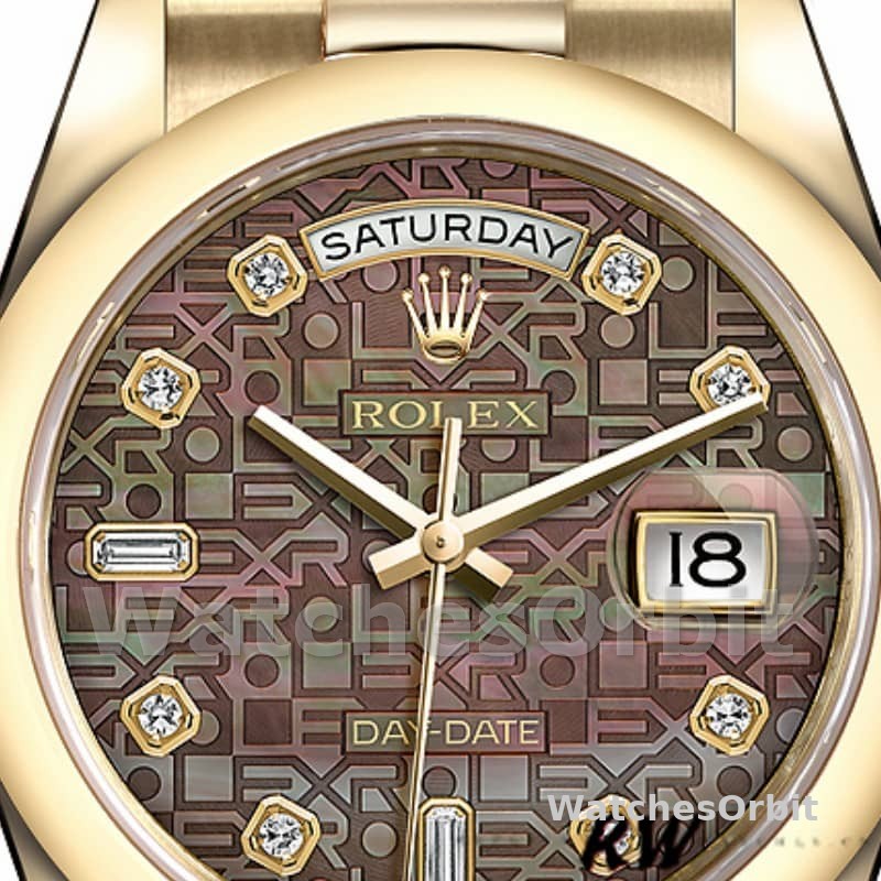 Rolex Day-Date 118208 Black MOP Diamond Dial 36mm Unisex Replica Watch