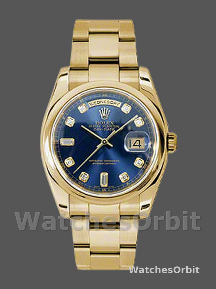 Rolex Day-Date 118208 Blue Diamond Dial 36mm Unisex Replica Watch