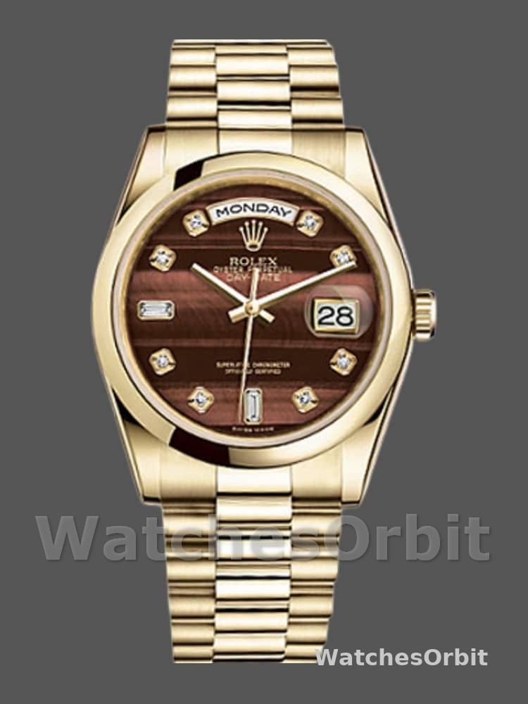 Rolex Day-Date 118208 Bulls Eye Diamonds Dial 36mm Unisex Replica Watch