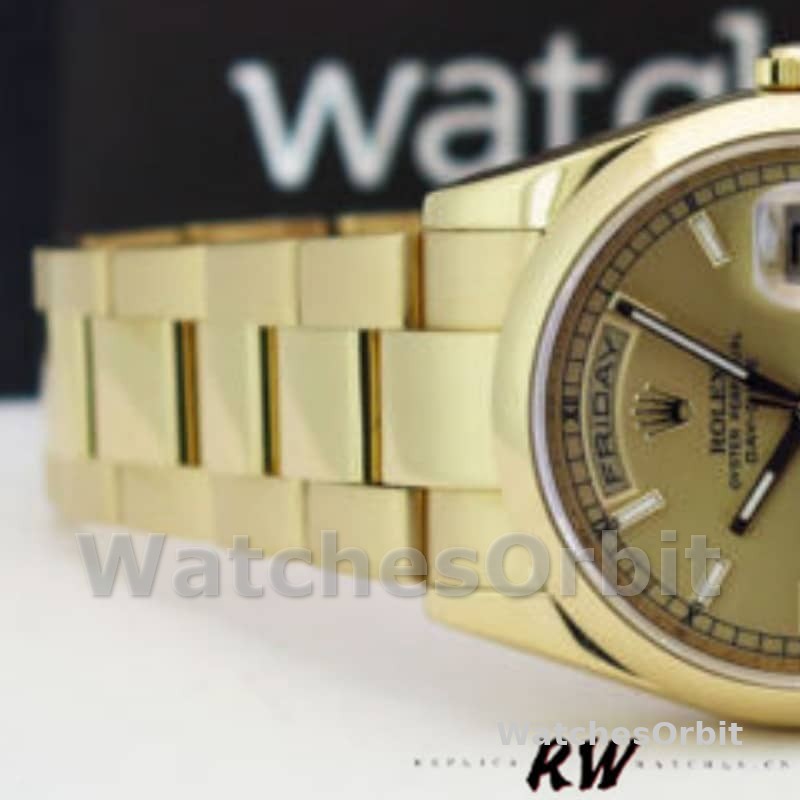 Rolex Day-Date 118208 Champagne Dial 36mm Unisex Replica Watch