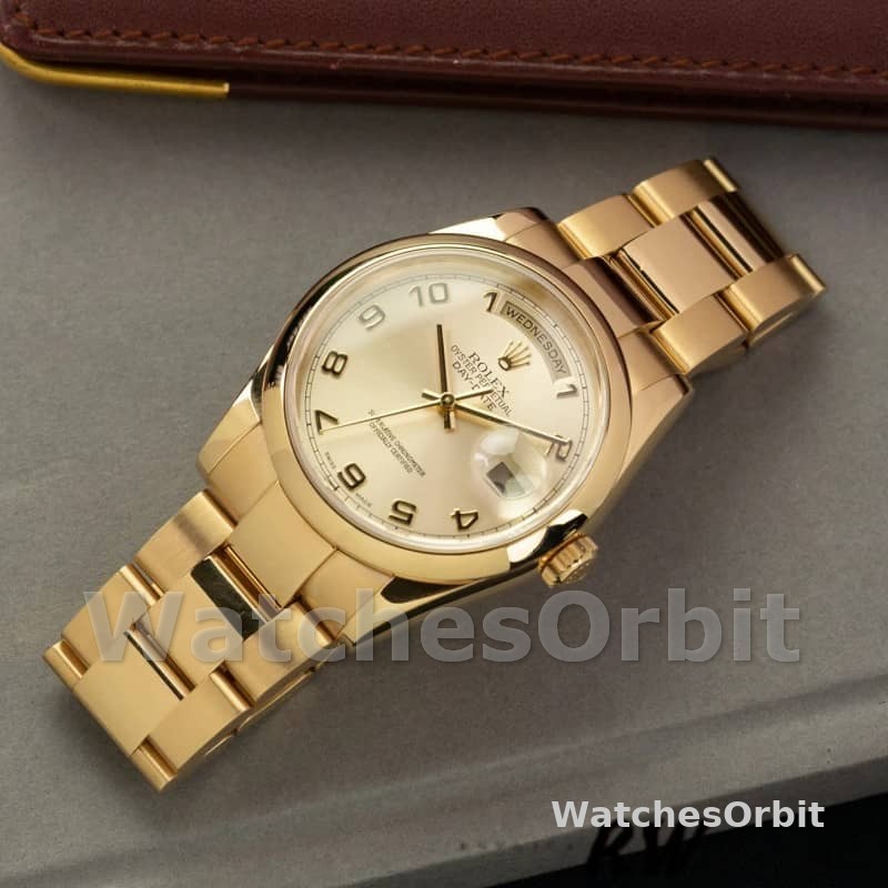 Rolex Day-Date 118208 champagne dial Arabic Numeral Hour Markers 36mm Unisex Replica Watch