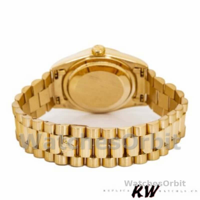 Rolex Day-Date 118208 champagne dial Arabic Numeral Hour Markers yellow gold 36mm Unisex Replica Watch