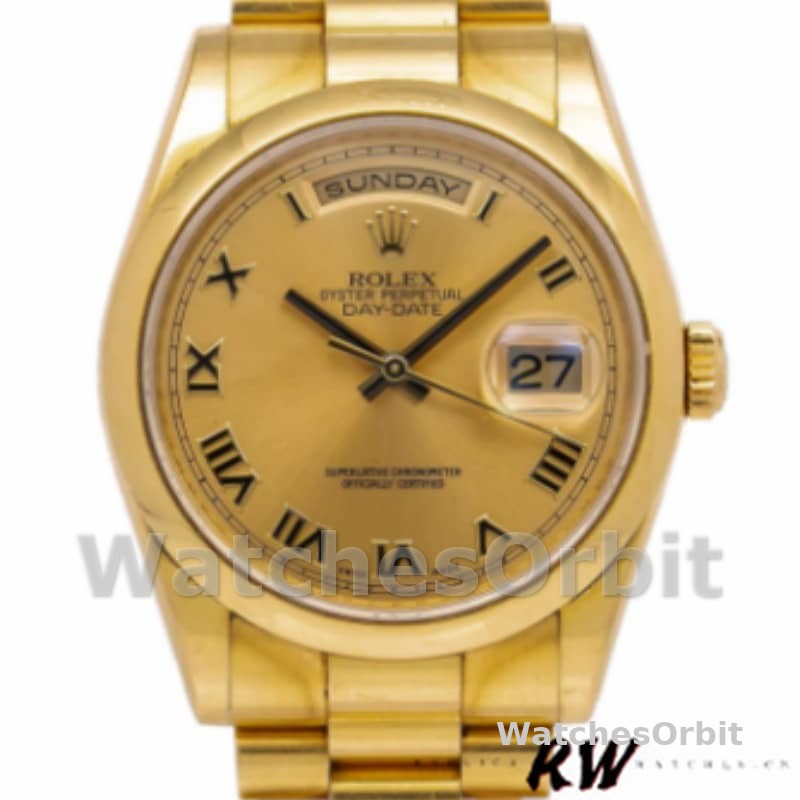 Rolex Day-Date 118208 Champagne Dial Roman Numerals 36mm Unisex Replica Watch