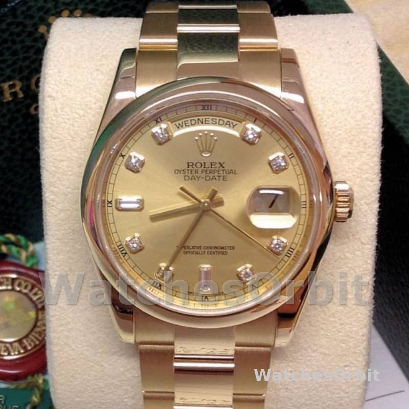 Rolex Day-Date 118208 Champagne Diamond Dial 36mm Unisex Replica Watch