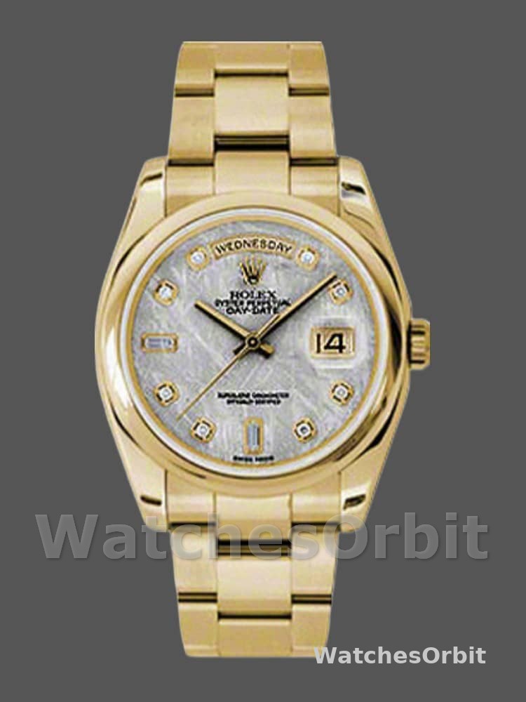 Rolex Day-Date 118208 Meteorite Grey Diamond Dial 36mm Unisex Replica Watch