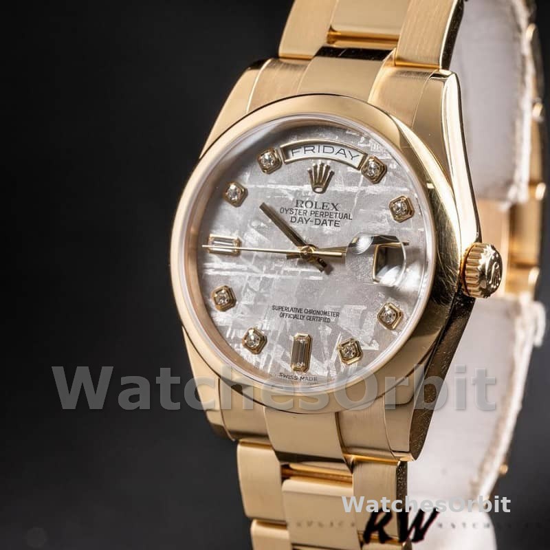 Rolex Day-Date 118208 Meteorite Grey Diamond Dial 36mm Unisex Replica Watch