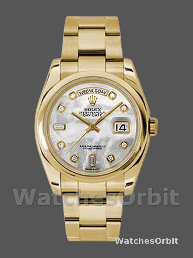 Rolex Day-Date 118208 Mother of Pearl Diamond Dial 36mm Unisex Replica Watch