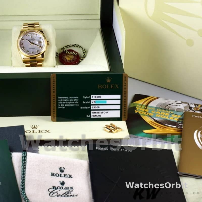 Rolex Day-Date 118208 Mother of Pearl Roman Numeral Dial 36mm Unisex Replica Watch