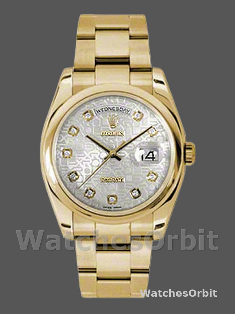 Rolex Day-Date 118208 Silver Diamond Jubilee Dial 36mm Unisex Replica Watch