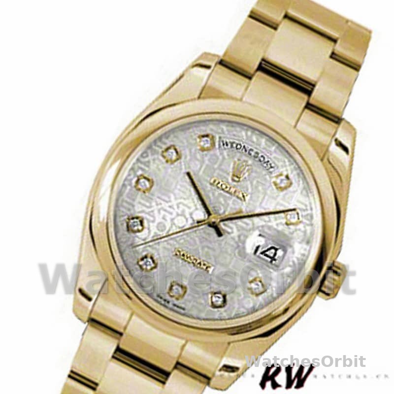 Rolex Day-Date 118208 Silver Diamond Jubilee Dial 36mm Unisex Replica Watch