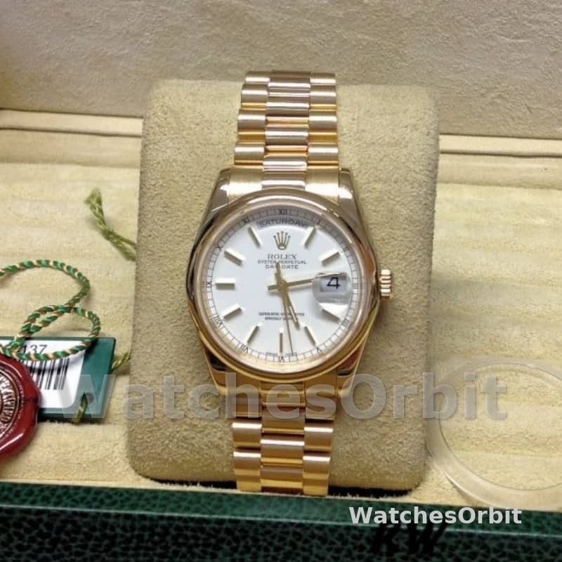 Rolex Day-Date 118208 White Dial 36mm Unisex Replica Watch