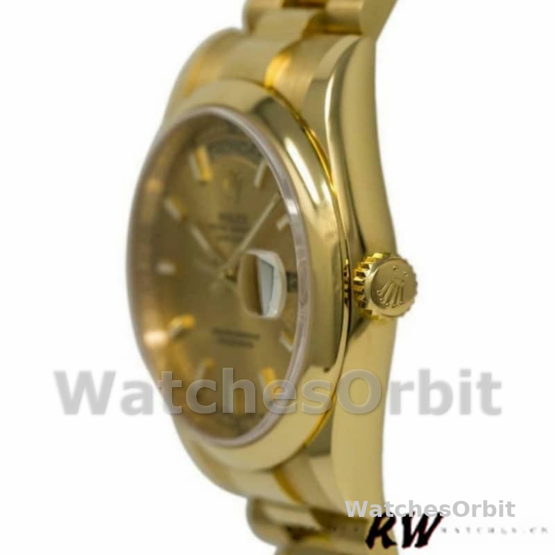 Rolex Day-Date 118208 Yellow Gold Champagne Dial 36mm Unisex Replica Watch