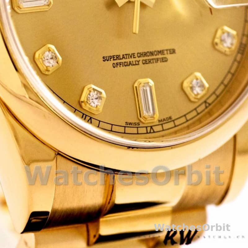 Rolex Day-Date 118208 Yellow Gold Champagne Diamond Dial 36mm Unisex Replica Watch