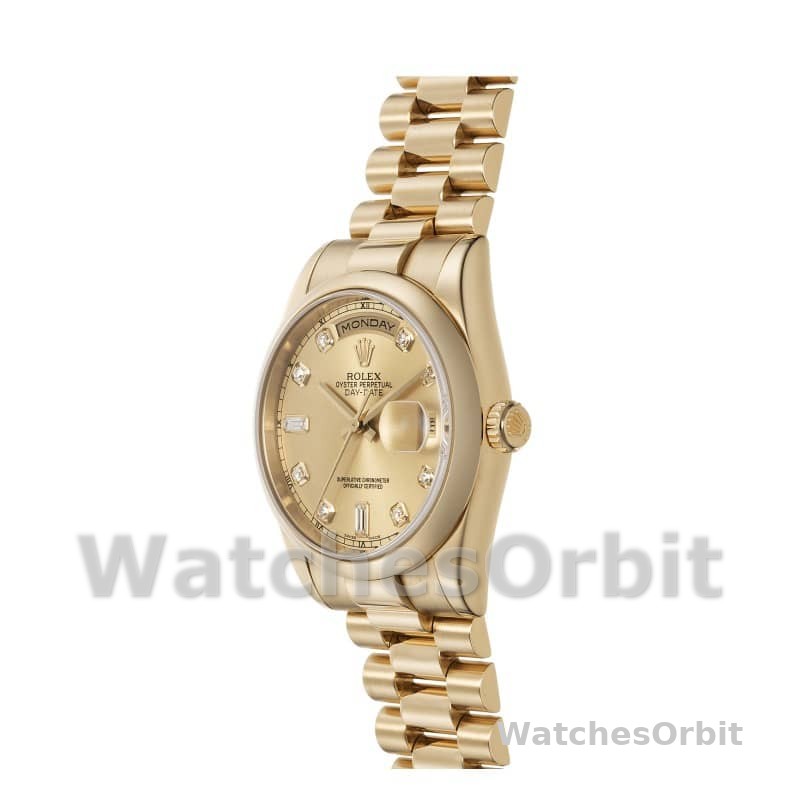 Rolex Day-Date 118208 Yellow Gold Champagne Diamond Dial 36mm Unisex Replica Watch