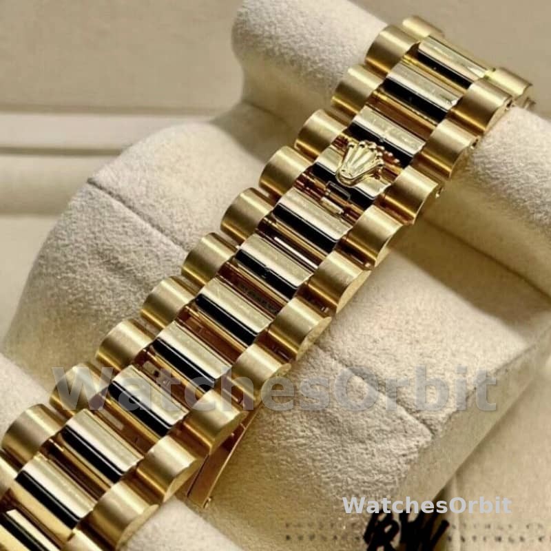 Rolex Day-Date 118208 Yellow Gold Roman Numeral Pyramid Ivory Dial 36mm Unisex Replica Watch