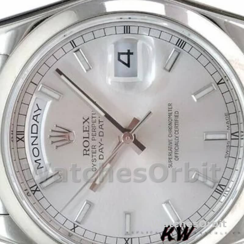 Rolex Day-Date 118209 Silver Dial White Gold 36mm Unisex Replica Watch