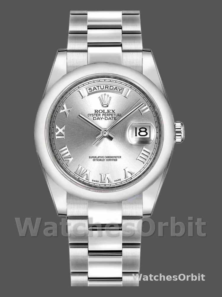 Rolex Day-Date 118209 Silver Roman Numerals Dial Automatic 36mm Unisex Replica Watch