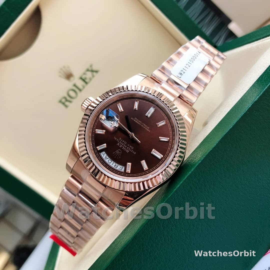 Rolex Day-Date 118235 Everose Gold Case Chocolate Dial 36mm Unisex Replica Watch