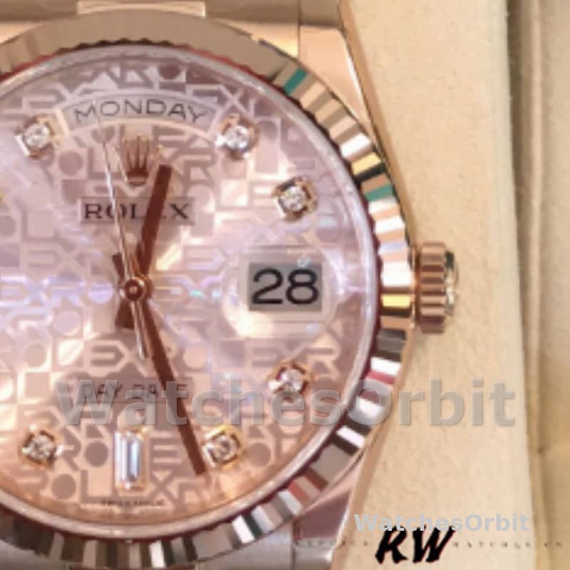 Rolex Day-Date 118235 Pink Jubilee dial 36mm Lady Replica Watch