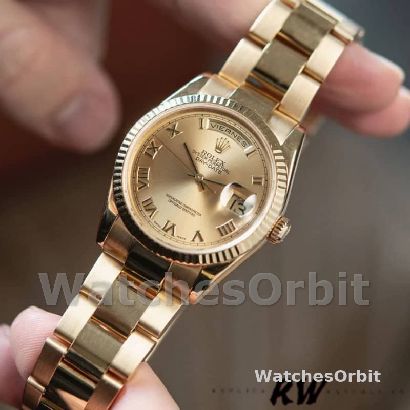 Rolex Day-Date 118238 Champagne Dial Yellow gold 36mm Unisex Replica Watch