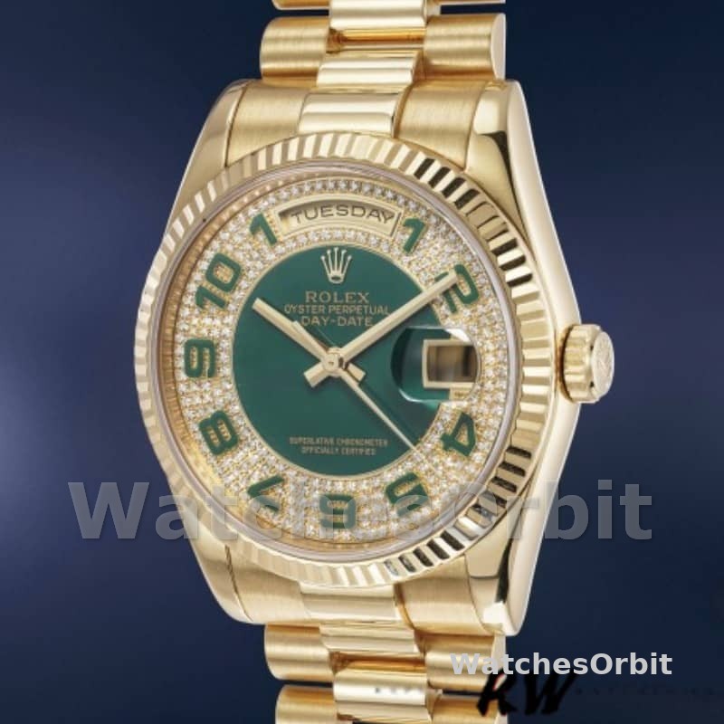 Rolex Day-Date 118238 Green Diamond Pave Dial 36mm Unisex Replica Watch