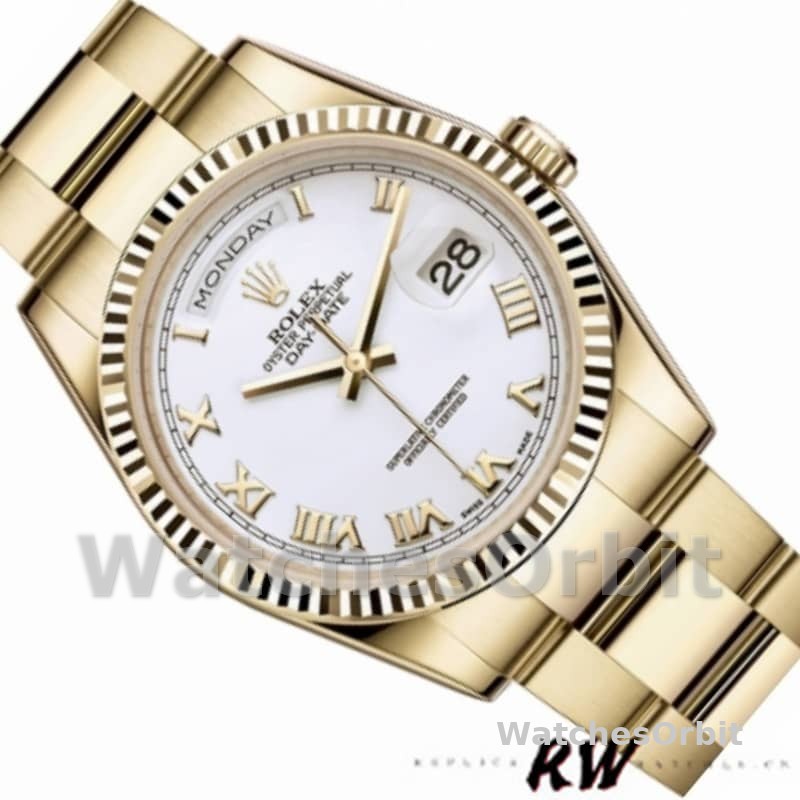 Rolex Day-Date 118238 White Roman numeral dial 36mm Unisex Replica Watch