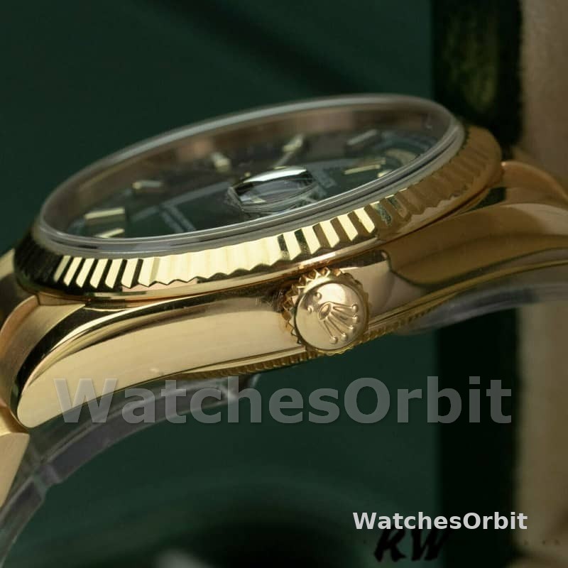 Rolex Day-Date 118238 Yellow Gold Fluted Bezel Green Dial 36mm Unisex Replica Watch