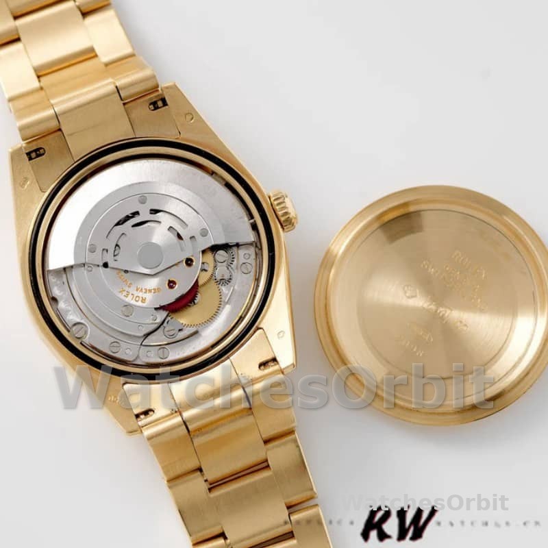 Rolex Day-Date 118238 Yellow Gold Silver Diamond Dial 36mm Unisex Replica Watch