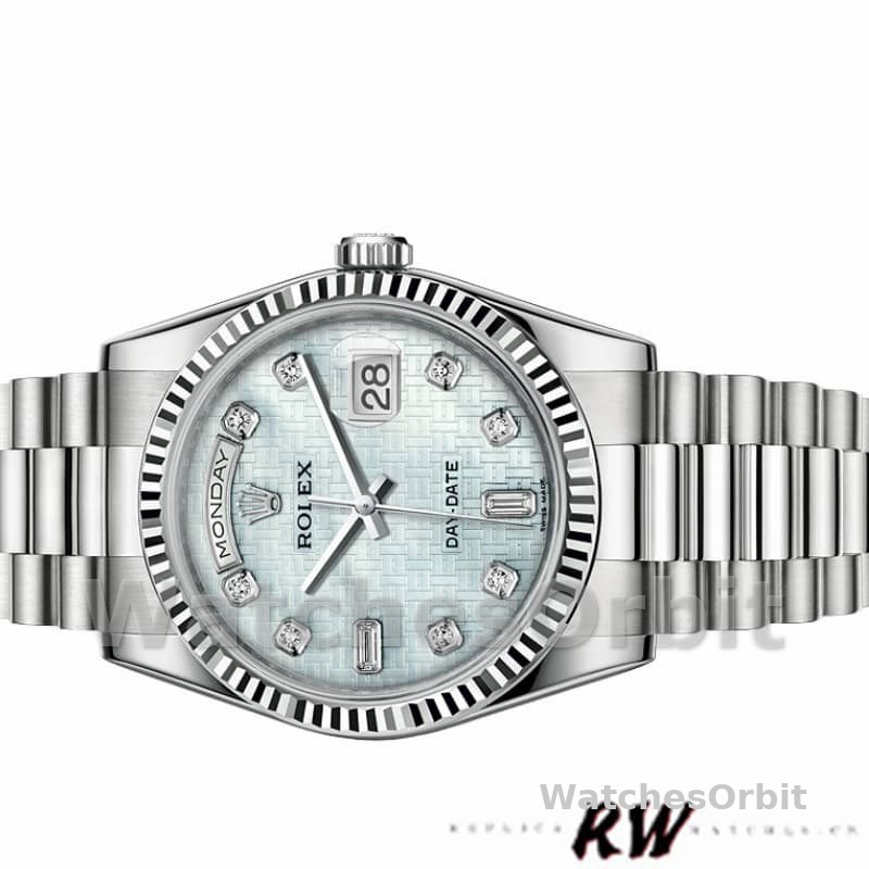Rolex Day-Date 118239 Mother of Pearl White Dial Fluted Bezel 36mm Unisex Replica Watch