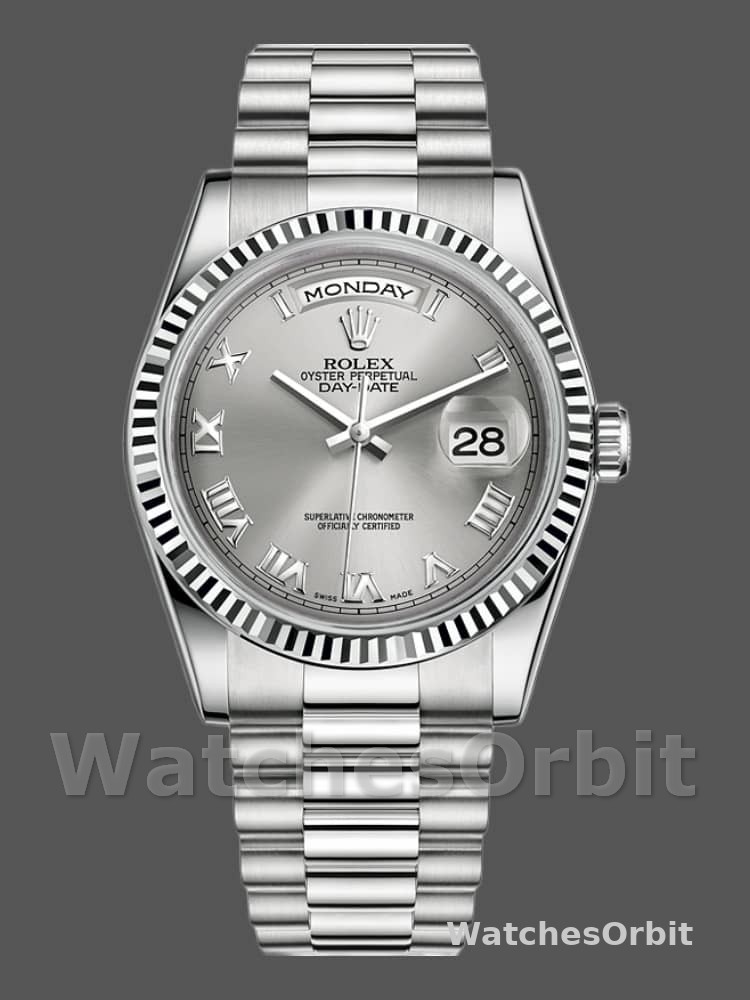 Rolex Day-Date 118239 Rhodium Roman Dial white gold 36mm Unisex Replica Watch