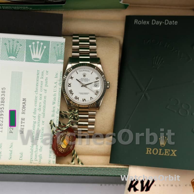 Rolex Day-Date 118239 Roman Numeral White Dial 36mm Unisex Replica Watch