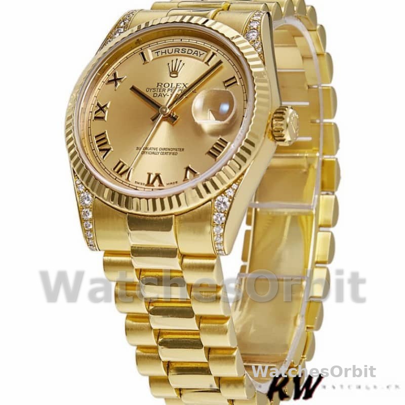 Rolex Day-Date 118338 Champagne Dial Roman Numerals 36mm Unisex Replica Watch