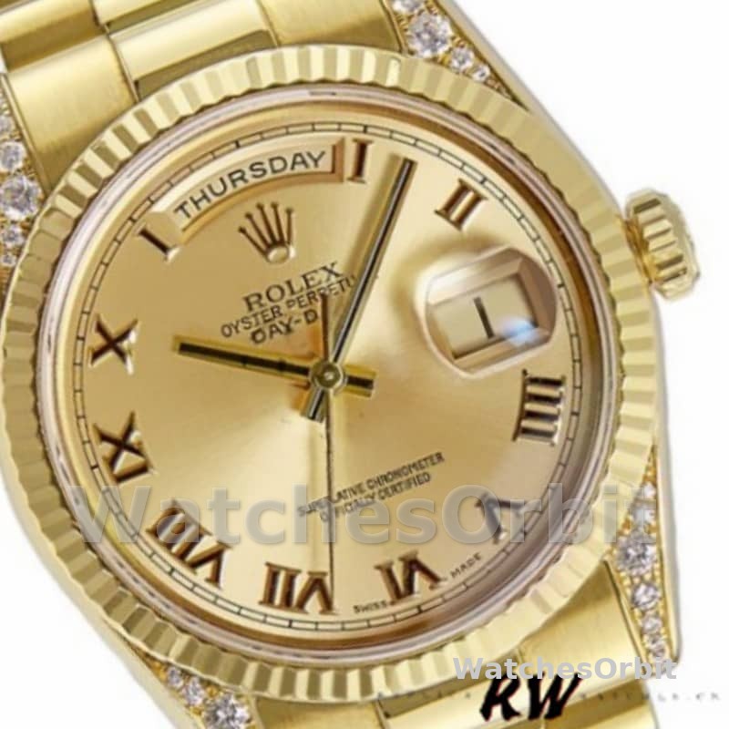 Rolex Day-Date 118338 Champagne Roman Dial Diamond Bezel 36MM Unisex Replica Watch
