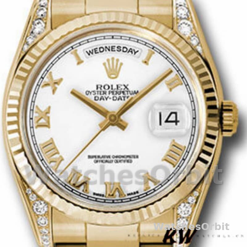 Rolex Day-Date 118338 White Roman Dial 36mm Unisex Replica Watch