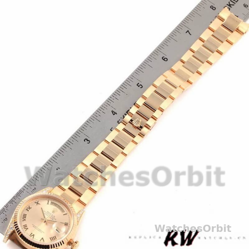 Rolex Day-Date 118338 Yellow gold Champagne Dial Roman Numerals 36mm Unisex Replica Watch