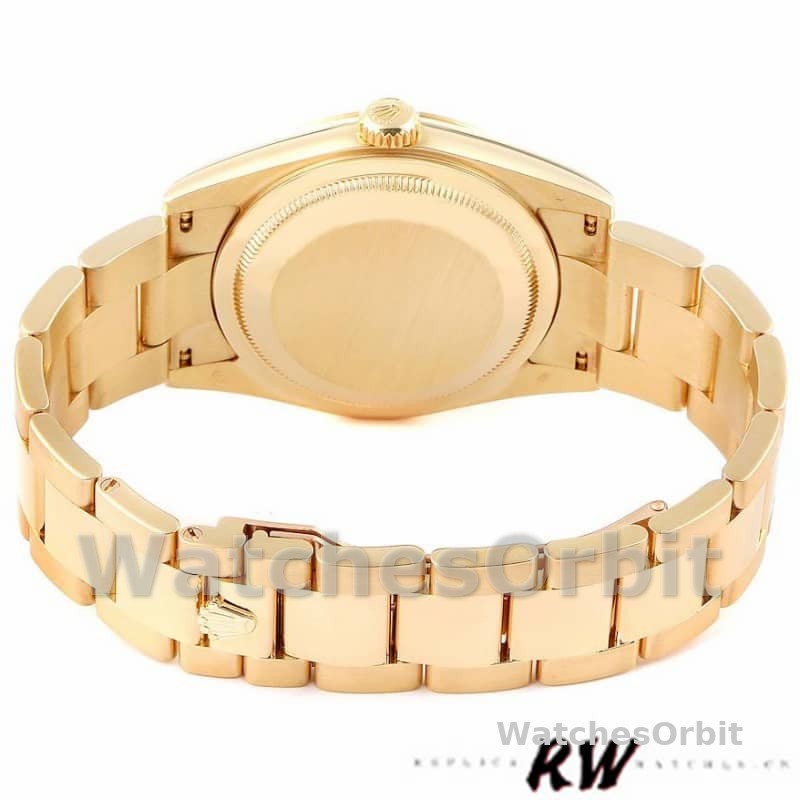 Rolex Day-Date 118338 Yellow gold Silver Diamond dial 36mm Unisex Replica Watch