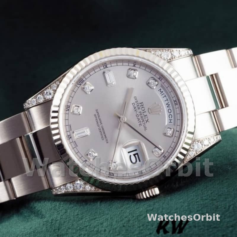 Rolex Day Date 118339 Silver Dial Fluted Bezel 36mm Unisex Replica Watch