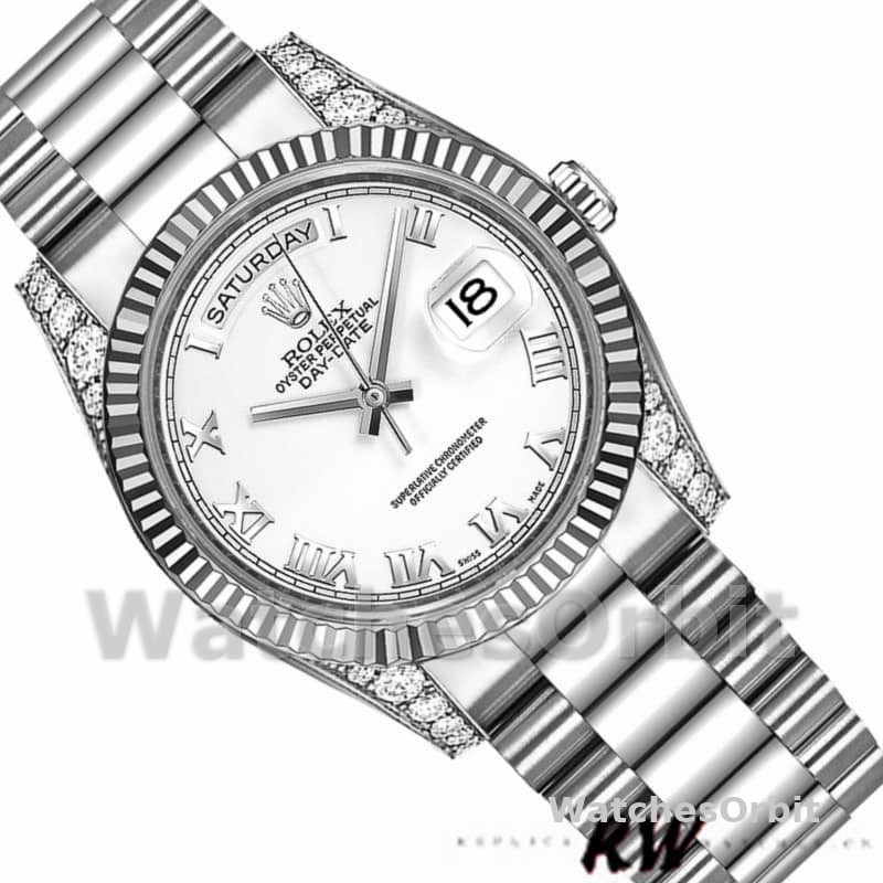 Rolex Day Date 118339 White Dial Fluted Bezel 36mm Unisex Replica Watch