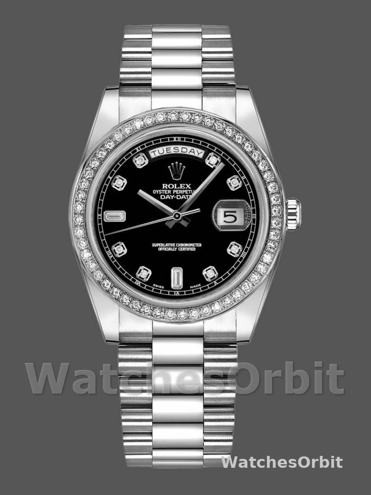 Rolex Day Date 118346 Black Diamonds Dial 36mm Unisex Replica Watch