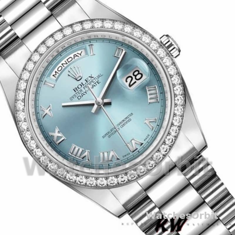 Rolex Day Date 118346 Roman Ice Blue Dial 36mm Unisex Replica Watch