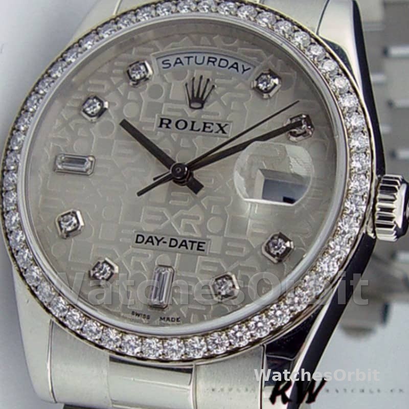Rolex Day Date 118346 Silver Jubilee Diamond Dial 36mm Unisex Replica Watch