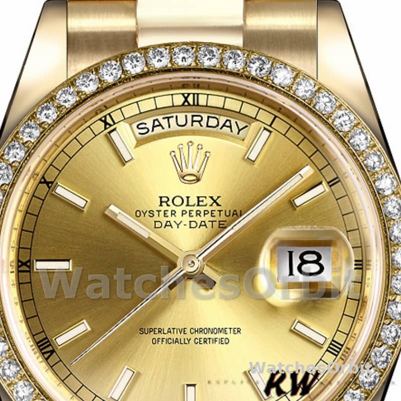 Rolex Day Date 118348 Champagne Index Dial Yellow Gold 36mm Unisex Replica Watch