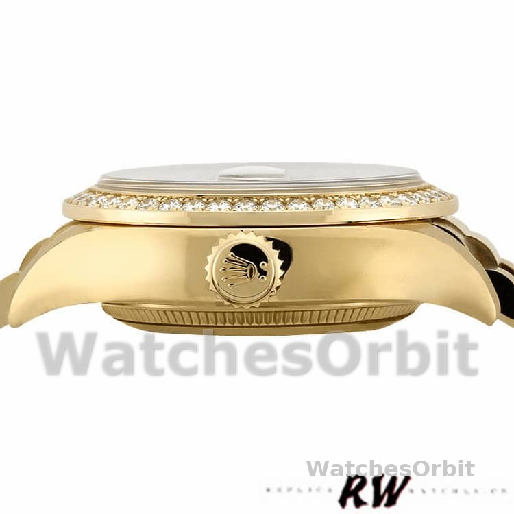 Rolex Day Date 118348 Yellow Gold Black Diamond Dial 36mm Unisex Replica Watch