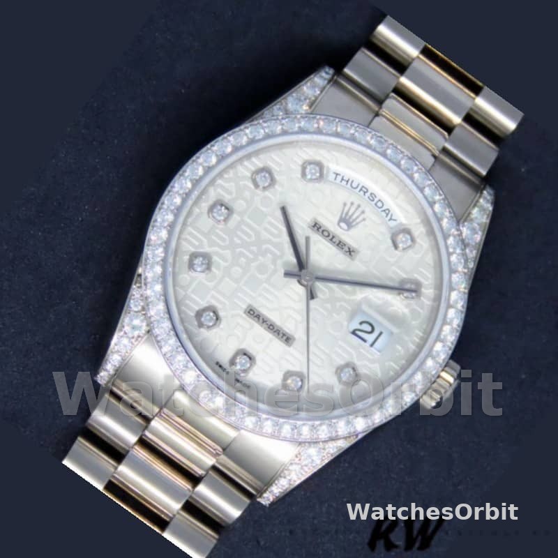 Rolex Day-Date 118389 Silver Jubilee Diamond Dial 36MM Unisex Replica Watch